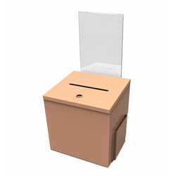 Beige Metal Donation Suggestion Charity Key Drop Fund Raising w/ Sign Holder 10918 beige+11460 2