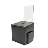 Box, Metal Donation Suggestion Key Drop Fundraising w/Sign Holder Black 10918-black+11460-2