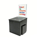 Box, Metal Donation Suggestion Key Drop Fundraising w/Sign Holder Black 10918-black+11460-2