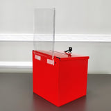 Box, Red Metal Donation Suggestion Charity Key Drop Fund Raising w/ Sign Holder 10918 red+11460 2