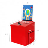 Box, Red Metal Donation Suggestion Charity Key Drop Fund Raising w/ Sign Holder 10918 red+11460 2