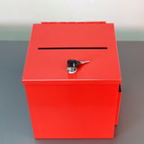 Box, Red Metal Donation Suggestion Charity Key Drop Fund Raising w/ Sign Holder 10918 red+11460 2