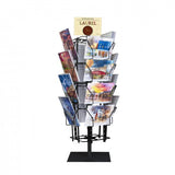 FixtureDisplays® Up to 9.9" Wide 16 Adjustable Pockets Display Rack, Greeting Post Card Christmas Holiday Spinning Rack Stand. Pocket Size: 4.5-9.9" Wide X 5.8" Tall, 16 Pockets 11602-M-BLK