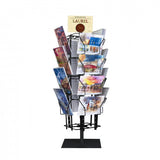 Up to 9.9" Wide 16 Adjustable Pockets Display Rack, Greeting Post Card Christmas Holiday Spinning Rack Stand. Pocket Size: 4.5-9.9" Wide X 5.8" Tall, 16 Pockets 11602-L-DOUBLE-BLK