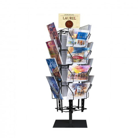 Up to 9.9" Wide 16 Adjustable Pockets Display Rack, Greeting Post Card Christmas Holiday Spinning Rack Stand. Pocket Size: 4.5-9.9" Wide X 5.8" Tall, 16 Pockets 11602-L-DOUBLE-BLK