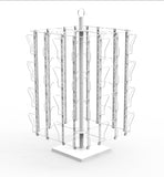 Up to 8.5"W Adjustable 32-Pocket Greeting Rack Spinning Rack Pocket 4.5-9"X5.8"T 11602-L-DOUBLE WHITE & SILVER POCKET