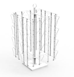 Up to 8.5"W Adjustable 32-Pocket Greeting Rack Spinning Rack Pocket 4.5-9"X5.8"T 11602-L-DOUBLE WHITE & SILVER POCKET