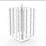 Up to 8.5"W Adjustable 32-Pocket Greeting Rack Spinning Rack Pocket 4.5-9"X5.8"T 11602-L-DOUBLE WHITE & SILVER POCKET