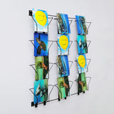 6.7"WX 5.9"H 12-Pocket Adjustable Display Rack Wallmount Greeting Card Holder 11608-TRIPPLE-BLACK-NEW