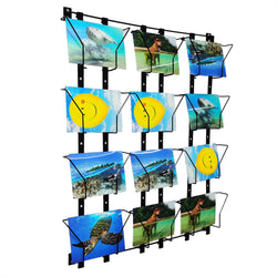6.7"WX 5.9"H 12-Pocket Adjustable Display Rack Wallmount Greeting Card Holder 11608-TRIPPLE-BLACK-NEW