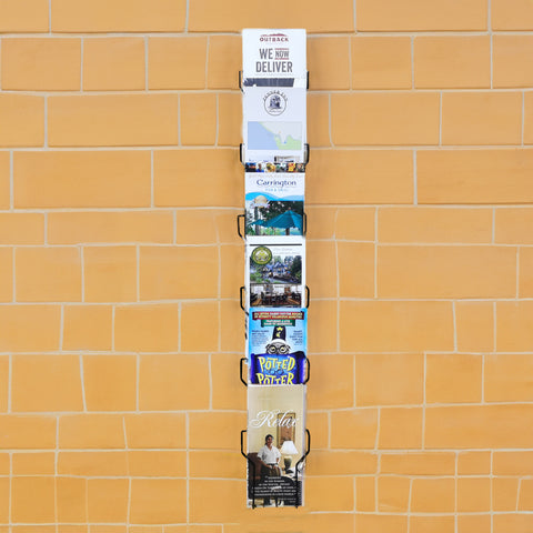 FixtureDisplays Vertical Wall Mounting 6 Pockets 4 X 6" Greeting Card Post Card Rack 4.7 X 2.2 X 30.3" With Slight Pocket Overlap 11713-4X6-BLK FixtureDisplays Vertical Wall Mounting 6 Pockets 4 X 6" Greeting Card Post Card Rack 4.7 X 2.2 X 30.3" With Slight Pocket Overlap 11713-4X6-BLK