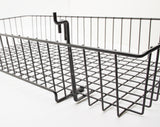 24 x 12 Metal Gridwall Basket w/ Hooks   Black 119074