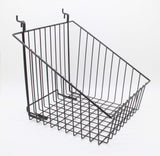 12 x 12 Metal Gridwall Slatwall Basket w/ Hooks   Black 119075