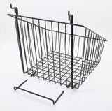 12 x 12 Metal Gridwall Slatwall Basket w/ Hooks   Black 119075