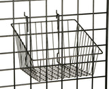 12 x 12 Metal Gridwall Slatwall Basket w/ Hooks   Black 119075