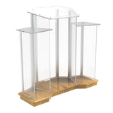 Podium, Wood Base w/ Clear Ghost Acrylic, lectern, pulpit, 3 tier construction 11909-UN