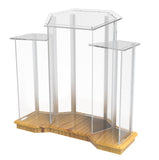 Podium, Wood Base w/ Clear Ghost Acrylic, lectern, pulpit, 3 tier construction 11909-UN