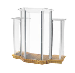 Podium, Wood Base w/ Clear Ghost Acrylic, lectern, pulpit, 3 tier construction 11909-UN