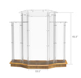 Podium, Wood Base w/ Clear Ghost Acrylic, lectern, pulpit, 3 tier construction 11909 UN