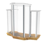 Podium, Wood Base w/ Clear Ghost Acrylic, lectern, pulpit, 3 tier construction 11909 UN