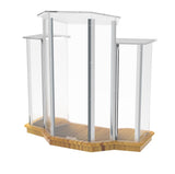 Podium, Wood Base w/ Clear Ghost Acrylic, lectern, pulpit, 3 tier construction 11909-UN
