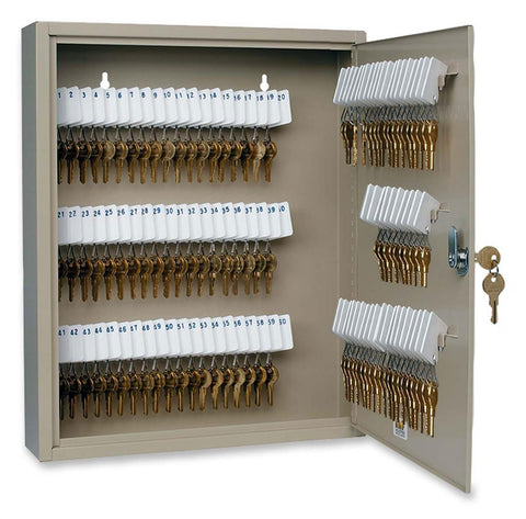 Key Box Cabinet with 80 Hooks, Wall Mounting & Locking, Tags Included   Beige