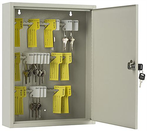 Key Box Cabinet with 60 Hooks, Wall Mounting, Locking   Beige 119105
