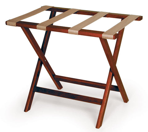 Wooden Luggage Rack   Mahogany with Tan Straps 119109