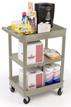 40 Plastic Utility Cart, 2 Trays & 1 Shelf   Beige 119113