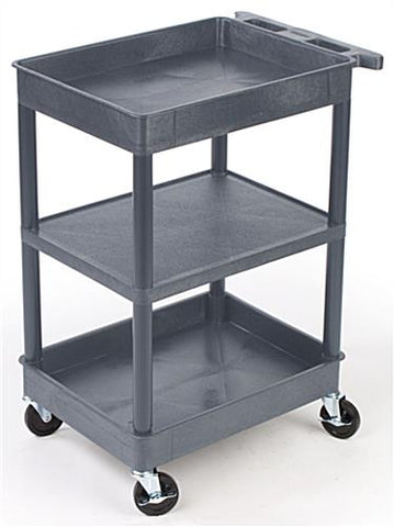 40 Plastic Utility Cart, 2 Trays & 1 Shelf   Gray 119115