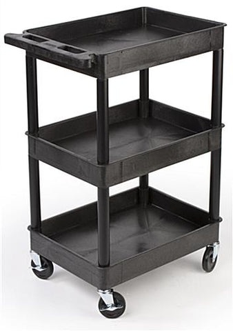 40 Plastic Utility Cart, 3 Trays   Black 119117
