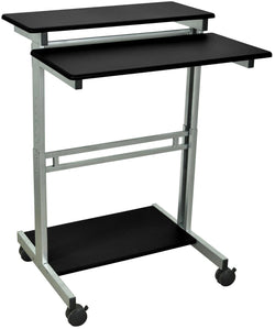 31.5 Mobile Sit or Stand Desk, Height Adjustable, Steel ¨C Black 119137