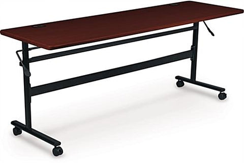 6' Training Table with Flip Top, 4 Casters   Mahogany 119143