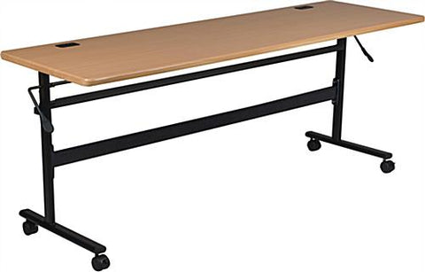 6' Training Table with Flip Top, 4 Casters   Teak 119144