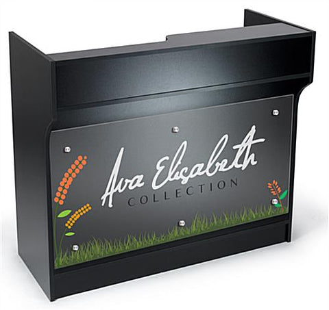 4' Cash Wrap w/ Custom Graphics Panel Kit, Silver Standoffs   Black 119158