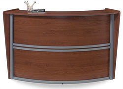 Reception Desk with Arc Design, Thermo Fused Melamine, Wood Finish Cherry