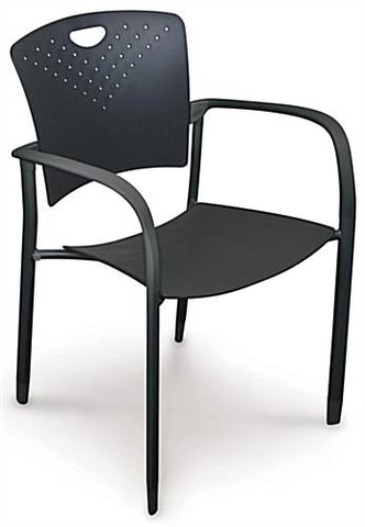 Stackable Office Chair with Arms, Plastic   Black 119160