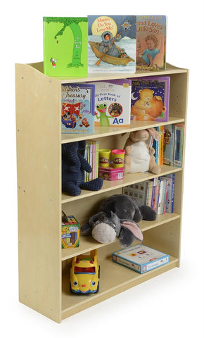 Children's Book Case Display for Floor, 5 Height Adjustable Shelves, Wood