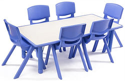 Children¡¯s Table and Chair Set, Height Adjustable w/ (10) 12Seats   Blue