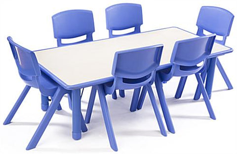 Children¡¯s Table and Chair Set, Height Adjustable w/ (10) 12Seats   Blue