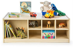 Children's Storage Display, Double Sided with Cubbies and Shelves Maple Finish