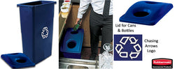 23 Gallon Recycling Bin, Lid with Bottle & Can Holes   Blue 119181