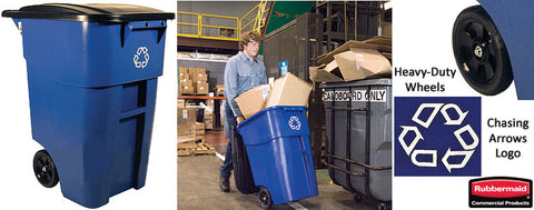 50 Gallon Recycling Bin with Wheels   Blue 119182