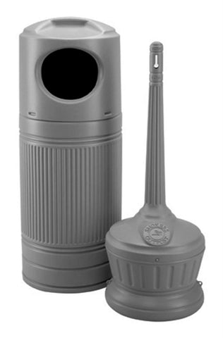 30 Gallon Outdoor Trash Can & Ashtray Combo   Gray 119199