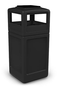 42 Gallon Outdoor Trash Can w/ Lid, Square   Black 119201