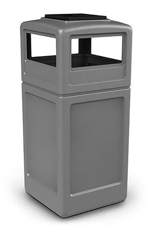 42 Gallon Outdoor Trash Can w/ Lid, Square   Gray 119202