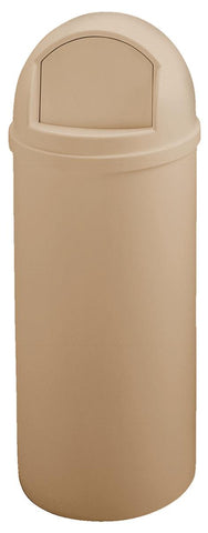 15 Gallon Outdoor Trash Can w/ Push Lid, Round   Beige 119204