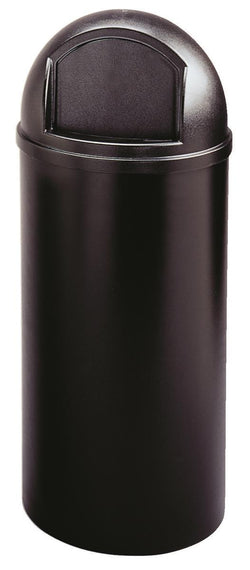25 Gallon Outdoor Trash Can w/ Push Lid, Round   Black 119207