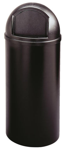 25 Gallon Outdoor Trash Can w/ Push Lid, Round   Black 119207