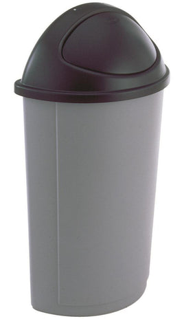 21 Gallon Outdoor Trash Can w/ Push Lid, Semi Round   Gray 119208